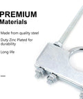 Close-up of 2 Inch Universal Exhaust Clamp With Heavy Duty Hanger, zinc plated steel, showcasing durability and quality materials.