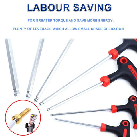 Bike Hex Allen Key Wrench Set 4 5 6mm T-Handle With Ball End shown in ergonomic design for bike repairs
