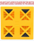 Close-up of a yellow Ten Pack RV Camper Leveling Block with interlocking design and non-slip pads for travel trailer use.