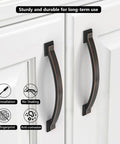 Brushed Gold Cabinet Pulls 4 Inch Hole Centers 102mm Arch Design installed on white cabinet doors
