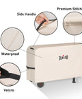 Three Shelf Pizza Oven Table With Stainless Top And Rolling Outdoor Grill Cart Waterproof Cover with labeled features