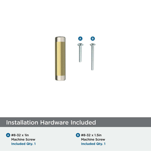 Contemporary Polished Nickel And Golden Champagne Cabinet Knob For Cabinets And Furniture, screws included, Esquire Series