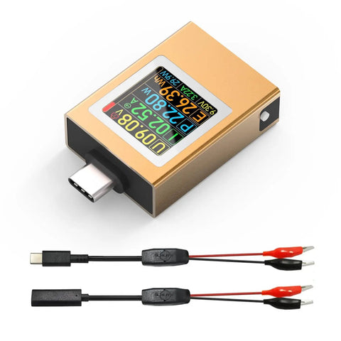 Power Meter For USB C With Color IPS Screen And Digital Multimeter, Shows Voltage, Current, Power, Resistance, Temp, Capacity