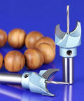 Top Shelf Tungsten Steel Router Bit For Wood Beads And Jewelry Crafting Hella Sharp 10Mm Shank with wooden beads background.