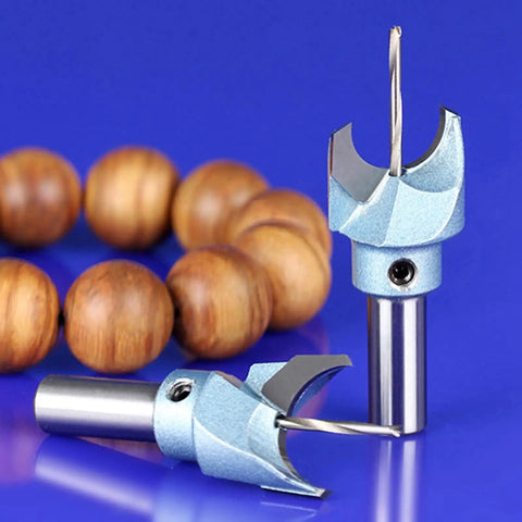 Top Shelf Tungsten Steel Router Bit For Wood Beads And Jewelry Crafting Hella Sharp 10Mm Shank with wooden beads background.