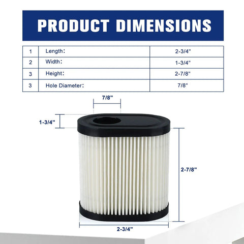 Air Filter Kit With RJ19LM Spark Plug For Toro Recycler 22 GTS 6HP Lawn Mowers Tecumseh LV195EA 75111122 20016 20017 20018 Pack Of 2 Replacement Bundle Included, pleated filter 2-3/4 x 1-3/4 x 2-7/8 in