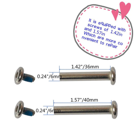 Quiet 3.15 Inch Luggage Wheel Replacement Kit with screws, 1.42in and 1.57in lengths, 6mm bore for suitcase upgrade