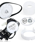 Washer Shift Actuator Kit With Pulley Clutch And Drive Belt For Maytag Kenmore Amana Whirlpool Crosley Washing Machines Replacement Part Set Easy Install Kit With Durable Components For Plug And Play Quick Fix And Smooth Quiet Washes Every Time. kit parts laid out on white background