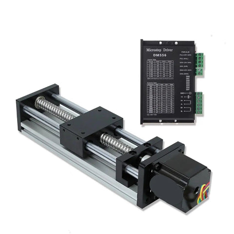 Heavy Duty Nema 23 Stepper Driver With Slick Linear Rail Kit And Hella Smooth Ball Screw Slide Stage 50 To 300 MM Stroke with DM556 driver