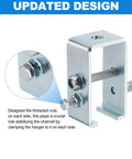 Close-up view of a hanger bracket with threaded nuts for 4.75 Foot Strut Channel Trolley Track Kit With One And Five Eighths Inch Wheel Trolley.