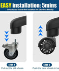 Office chair caster wheels set of 5, black, standard stem 7/16×7/8 in, for hardwood or carpet floors