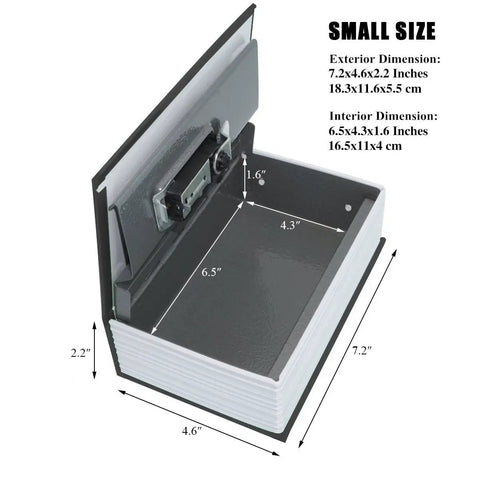 Hidden Book Safe With Combination Lock Small Black Metal Safe Box For Home Or Office Use Great For Stash Cash Jewelry Keys And Valuables