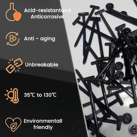 Heavy Duty Nylon Universal Cable Tie Buckle For Car Repairs Self Locking Zip Ties Holder Pin Button Design Black