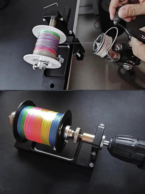 Beefy Fishing Tool Kit With Wire Bender, Loop Maker, Fly Tying Station, And Reel Winder Featuring Drag System in use