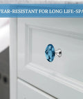 Rock Solid Two Pack Round Cabinet Knobs With Drawer Pulls 1.1 Inch For Kitchen Drawers Heavy Duty Stainless Steel smooth blue knob on white cabinet