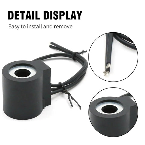 12V DC 16W Solenoid Coil For Valve Stem Series 08 Lift Dump Hydraulic Power Unit With Half Inch Hole And Dual Wire Leads Replacement