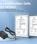 CE certification for Plug And Play 24V 0.5A DC Power Supply Adapter From 100-240V AC To 24V DC 12W, 3ft Cord