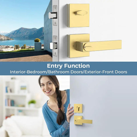 Keyed Entry Lever And Single Cylinder Deadbolt Door Handle Set In Satin Brass Finish For Exterior Door Keyed Alike Lockset Built To Last