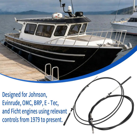 12ft Throttle Shift Remote Control Cables For Outboard Motors Fits Johnson Evinrude OMC BRP 1979 To Present 2 Pack