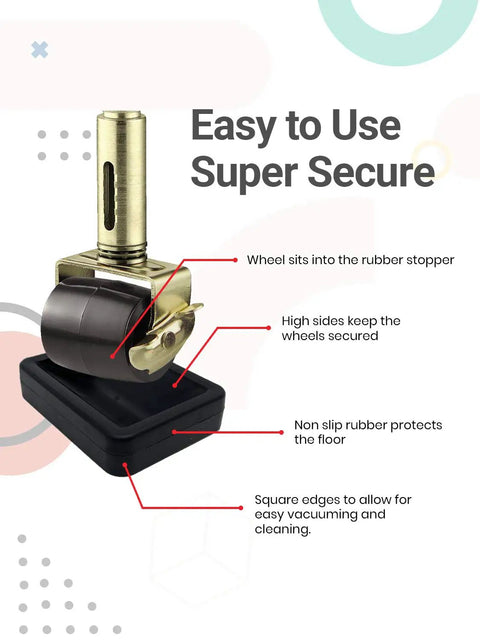 Image of wheel sitting in 4 Pack No Slip Bed And Furniture Stoppers To Stop Sliding And Shifting On Any Floor from Beds and Frames.