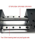 Close-up of Z Axis CNC Sliding Table Stage Kit with SFU1204 Ball Screw and 12mm MGR12 Linear Rail for 100-200mm travel