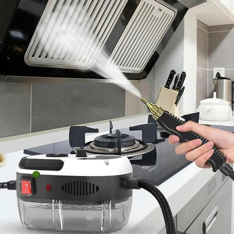 No Sweat Heavy Duty 2500W High Pressure Steam Cleaner For Car Engine Detailing And House Chores With Six Adjustable Heat Levels Portable Multi Surface Steam Workhorse For Kitchen Bathroom And Wheels In Red using steam on kitchen stovetop.