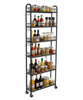 Space Saving 6 Inch Slim Rolling Storage Cart With Wheels, 6 Tier Narrow Space Metal Wire Shelving Unit For Kitchen, Bathroom, Office, Laundry, Mobile Organizer Rack For Tight Corners And Between Appliances.