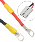 Badass Heavy Duty Waterproof Extension Cord 10 AWG 50A Power Cable With Knockout Tough M8 Ring Terminals and Inline Protection close-up view of M8 connectors.