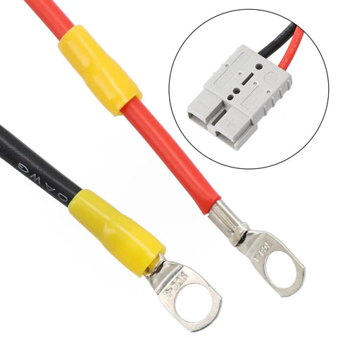 Badass Heavy Duty Waterproof Extension Cord 10 AWG 50A Power Cable With Knockout Tough M8 Ring Terminals and Inline Protection close-up view of M8 connectors.