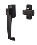 Black Door Handle With Inside Latch For Storm And Screen Doors 2 Piece Replacement Set Out Swing Door Compatible Locking Inside Latch Surface Mount Ready, black push button handle set