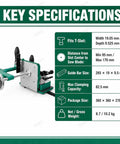 Heavy Duty Woodworking Tenoning Jig With Adjustable Support Plate And 0 45 Degree Clamp specifications for precise cuts and setup.