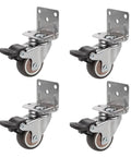 4 Pack Side Mount Plate Casters With 1.5 Inch TPR Rubber Wheels 360 Degree Swivel And Locking Brakes For Slick Moves And Quiet Stopping