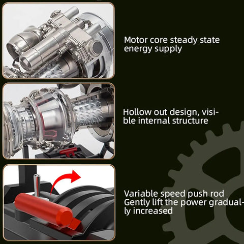 Quarter Scale Turboshaft Engine Model Kit With Metal Simulation showing detailed energy supply, internal structure, and push rod.