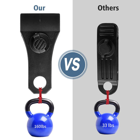 Comparison of Upgrade Large Tarp Clips Set With Heavy Duty Lock Grip Clamps vs standard clip with kettlebell weights