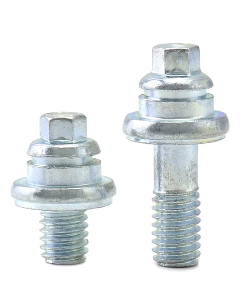 Heavy Duty Side Post Battery Terminal Bolts 3/8 Inch Thread 4 Pairs Short And Long Solid Galvanized Steel Auto Connector Extender close-up image of two sizes