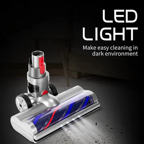 Soft Roller Floor Head With LED Headlights For Dyson V7 V8 V10 V11 Cordless Stick Vacuums on dark floor