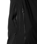 Close-up of zipper pocket detail on All Conditions Alpine Ski Jacket With Tech-Pro Waterproof Breathable System, black fabric.