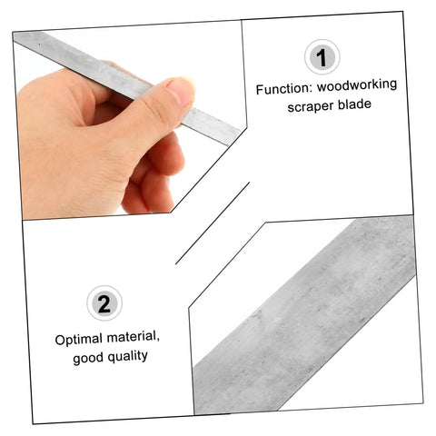 Heavy Duty Five Piece Woodworking Scraper Set Job Site Ready Smooth Cabinet Polisher For Wood Surface Prep Easy Glide Blades For Flawless Finish On Furniture scraper blade shown in hand, made of optimal material.
