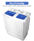 Portable Twin Tub Washing Machine 20 Lbs Compact Washer Spinner Combo with blue and white design for eco-friendly laundry.
