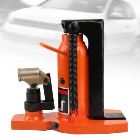 Straight Up Heavy Duty 2.5 Ton Hydraulic Claw Jack Built Different With Thick All Steel Claws For Quick Low Profile Auto Lifts and Heavy Garage Hauling With Easy Hand Pump Control, side view.