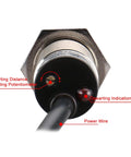 M18 Capacitive Proximity Sensor Switch 1 to 10mm Detect Range NC Output AC 90 to 250V 200mA 18mm Cylinder rear view with wiring