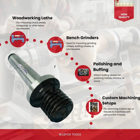 Woodworking Live Tailstock Chuck Adapter 1x8 TPI With MT2 Fits Drills And Milling Machines Boring Lathes Built Tough For Holding Spindles High Grade 2MT Morse Taper Shank shown in close-up view, illustrating its design and use for custom machining setups.