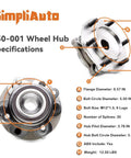 Front Wheel Bearing Hub Assembly 950-001 Direct Fit Ready To Roll Compatible With Toyota 4Runner 2003 To 2021 4WD specifications