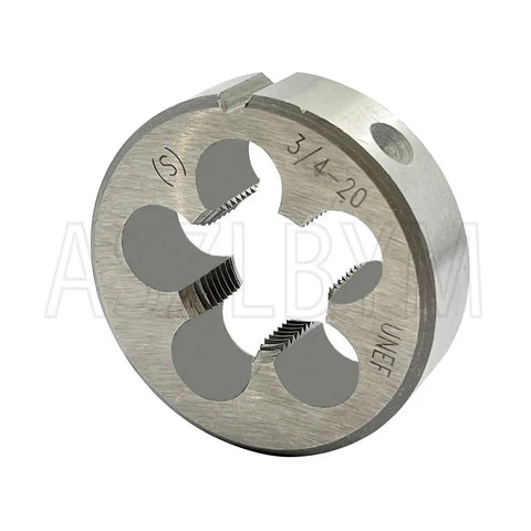 Close-up of round die from 3/4-20 HSS Tap And Die Set For UNEF Threads, Right Hand Machine Tap And Round Die, Durable High Speed Steel