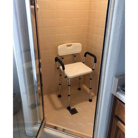 Heavy Duty Bariatric Shower Chair for Inside Shower with 300 lb Capacity Extra Wide Bath Bench Adjustable Lightweight Aluminum Seat Built Tough