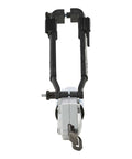 Front view of TurboShear Drill Attachment For Corrugated Metal Roofing, 360 Degree Rotating, showing cutting blades and handle.
