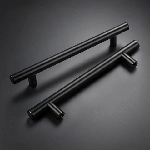 Six Pack Black Cabinet Pulls 5 Inch Center To Center Stainless Steel Handles For Kitchen Bath Dresser With 7.56 Inch Overall Length Rust Resistant