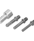 Round Shank Drill Adapter For Impact Drivers And Drills, Hooks Up 10mm Shank To 1/2 Inch Threaded Chuck, shown with connectors