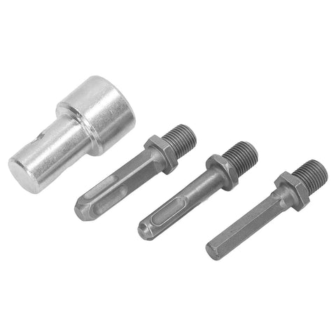 Round Shank Drill Adapter For Impact Drivers And Drills, Hooks Up 10mm Shank To 1/2 Inch Threaded Chuck, shown with connectors