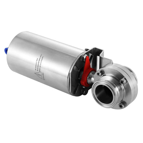 2 Inch SUS304 Tri Clamp Sanitary Pneumatic Dust Butterfly Valve With Single Acting Actuator, stainless steel design visible
